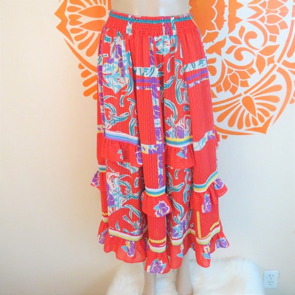 Diane Freis Dresses & Skirts - Vintage 80's Diane Freis Colorful Flowy Skirt
